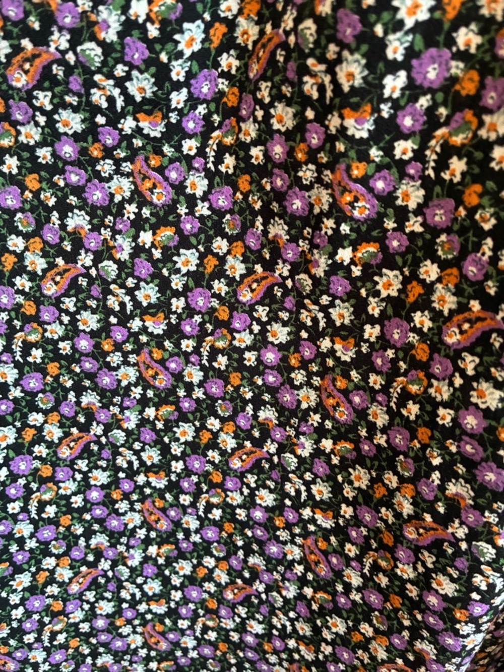 Cottagecore Black Floral Puff-Sleeve Smocked Dress Sz L - Picture 2 of 6
